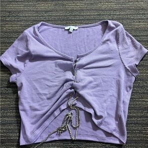 Purple Ribbed Women Top